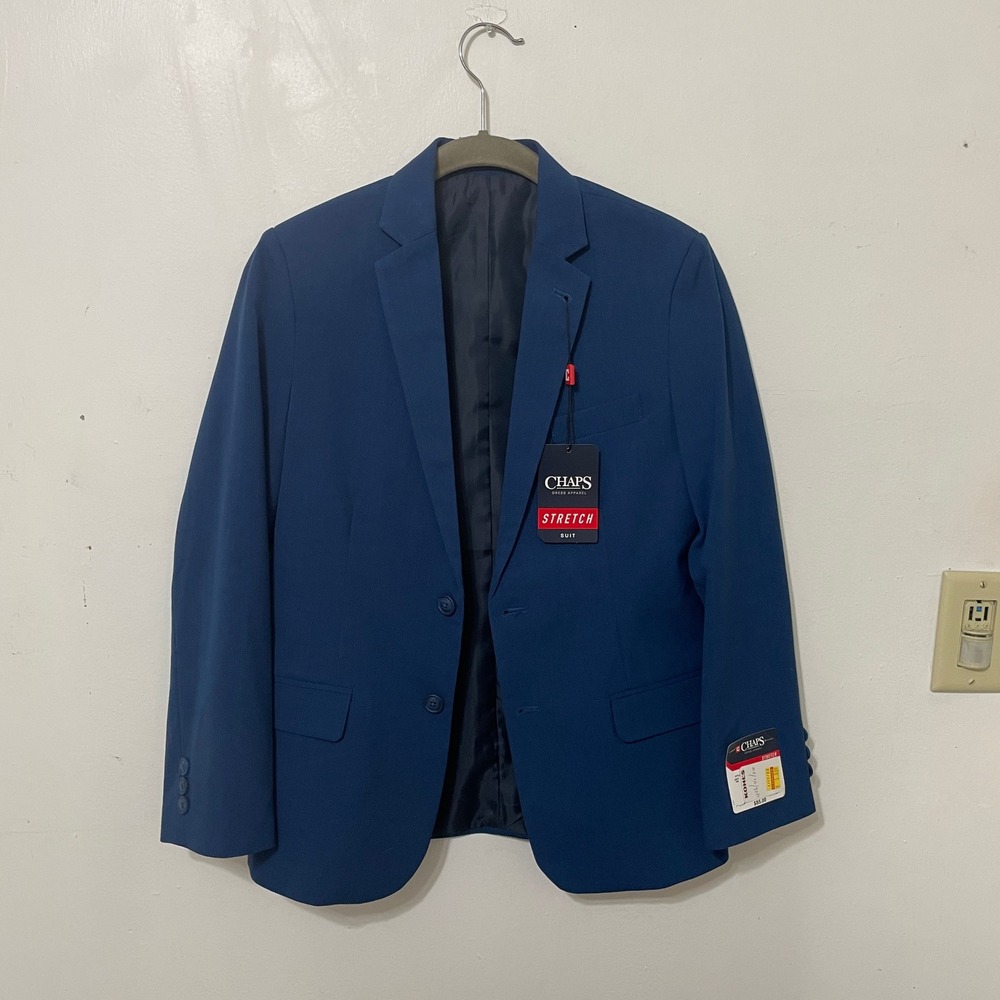 Chaps Boys Stretch Suit Jacket Blazer Blue Size 12 NWT Formal Wear 12 READ